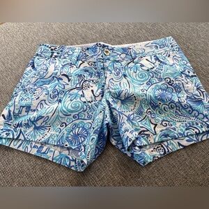 Lilly Pulitzer Blue & Aqua Printed Cotton Shorts